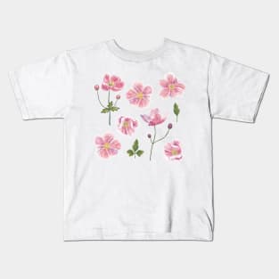 Japanese Anemone Flowers Kids T-Shirt